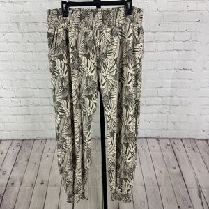 Pact Palm Tree Green and Cream Color Print Joggers Size XL
